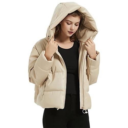 Winter Jacket Women Faux Leather Padded Jacket Hooded Parkas Warm Thick Dow