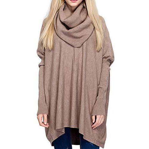 BOBIBI Women Oversized Cowl Neck Sweaters Long Sleeve Loose Fit Knitted Pul
