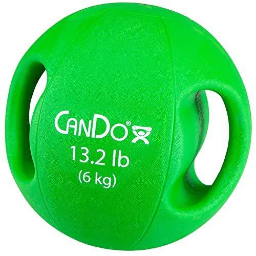 CanDo Molded Dual-Handle Medicine Ball for Strength Training, Core Workouts