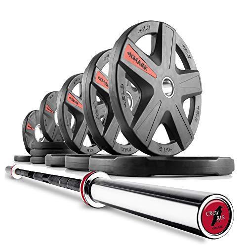 XMark テキサス・スター オリンピックバーベル 180ポンドセット 重量プレート クローバー付き 7フィートオリンピックバー並行輸入品　送料無料