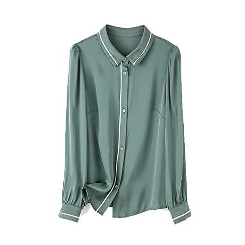 今年人気のブランド品やWomen's Silk Blouse Lady Shirt Button Down Tops Plain Long Sleeves Casual O