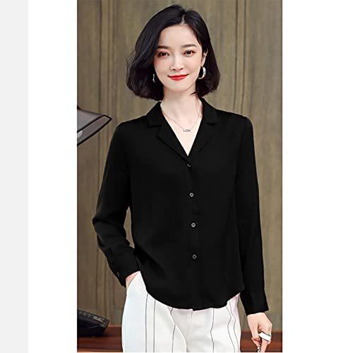 経典ブランドWomen's Silk Blouse Lady Shirt Button Down Tops Plain Long Sleeves Casual O