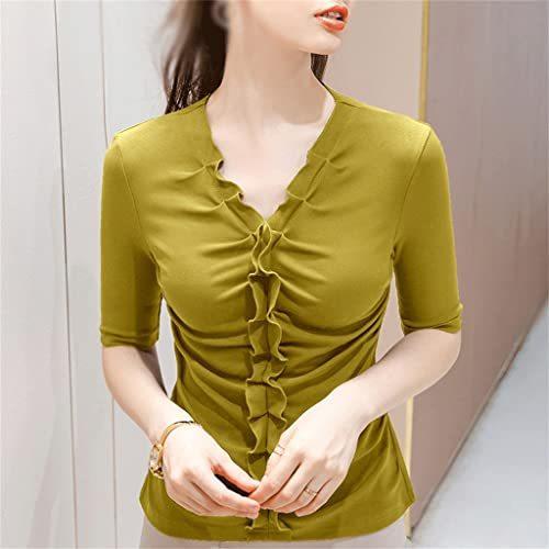 MIAOHY Bottoming Shirt Women´s Mid-Sleeve T-Shirt Casual Inner Five-Quarter