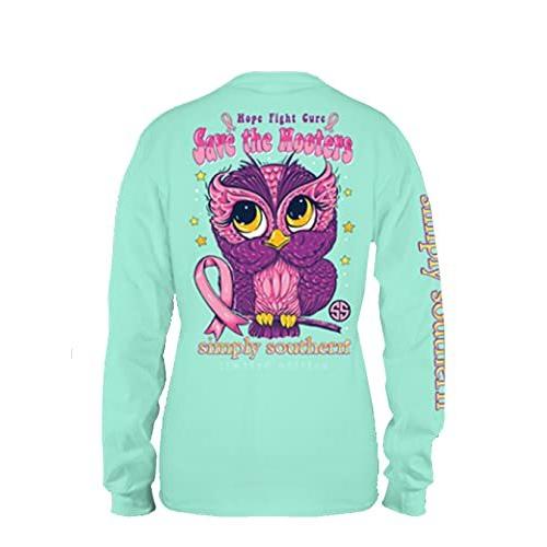 Simply Southern Women's Save The Hooters Breast Cancer Awareness Unisex Lon｜ysysstore