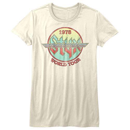 全日本送料無料 Styx Gray Tee Graphic T-Shirt Sleeve Short Ladies Tour World 1978 Band Rock 半袖