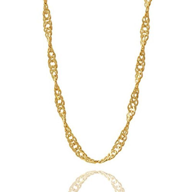 K18ゴールド スクリューチェーン 1.6mm幅 45cm+アジャカン42cm 「光の加減でキラキラ輝く上品なチェーンネックレス」