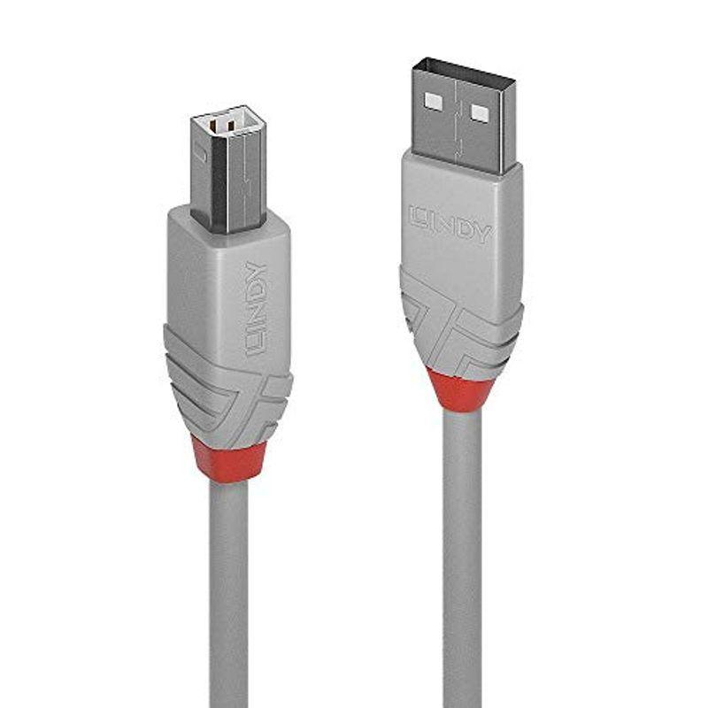 LINDY USB 2.0 TypeA TypeBケーブル、アントラライン、グレー、3m、50パック(型番:36689)