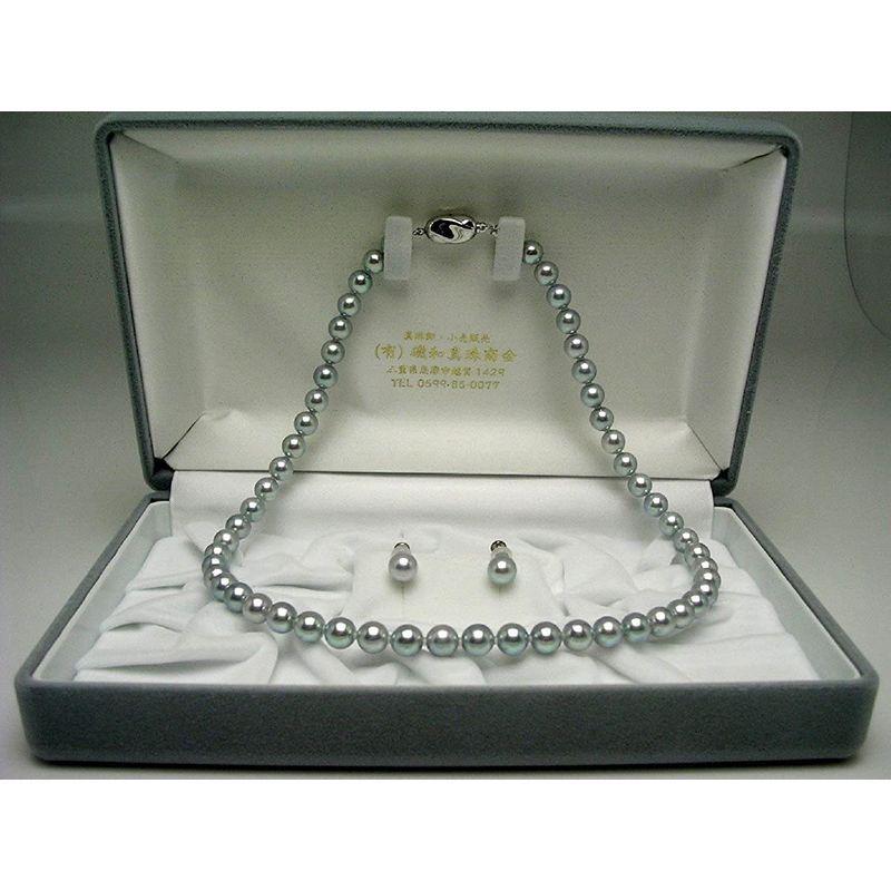【美品】 Isowa Pearl（伊勢志摩の真珠専門店 イソワパール） アコヤ真珠 ネックレス イヤリング セット 7.0-7.5mm シルバーブルー 【8691926875】(31725円)