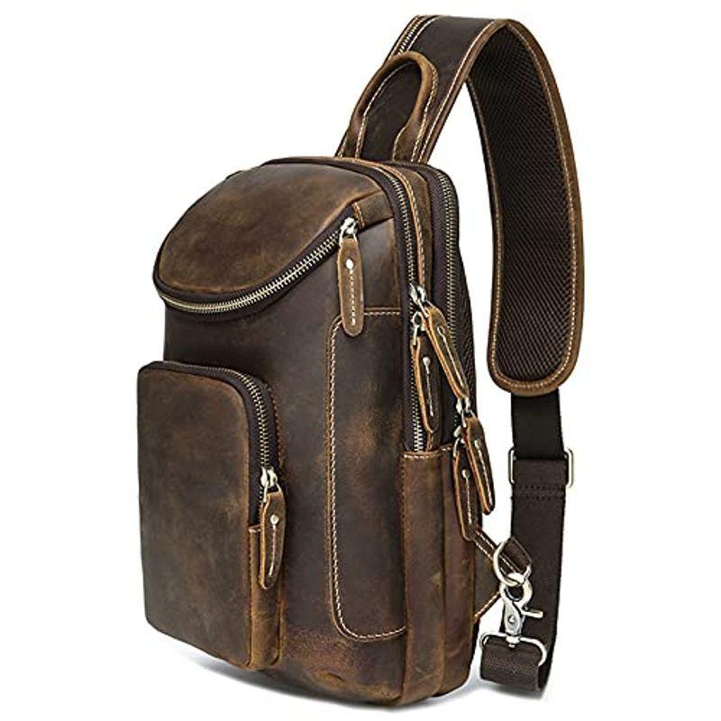 Morsut ボディバッグ メンズ 本革 ワンショルダーバッグ 革 斜め掛けバッグ 大容量 9.7インチiPad収納可 通学 通勤 自転車