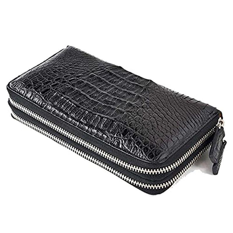 GODANE (ゴダン) Wラウンドファスナーカイマンクロコダイル長財布 テールレザー spcw8056cp/ブラック