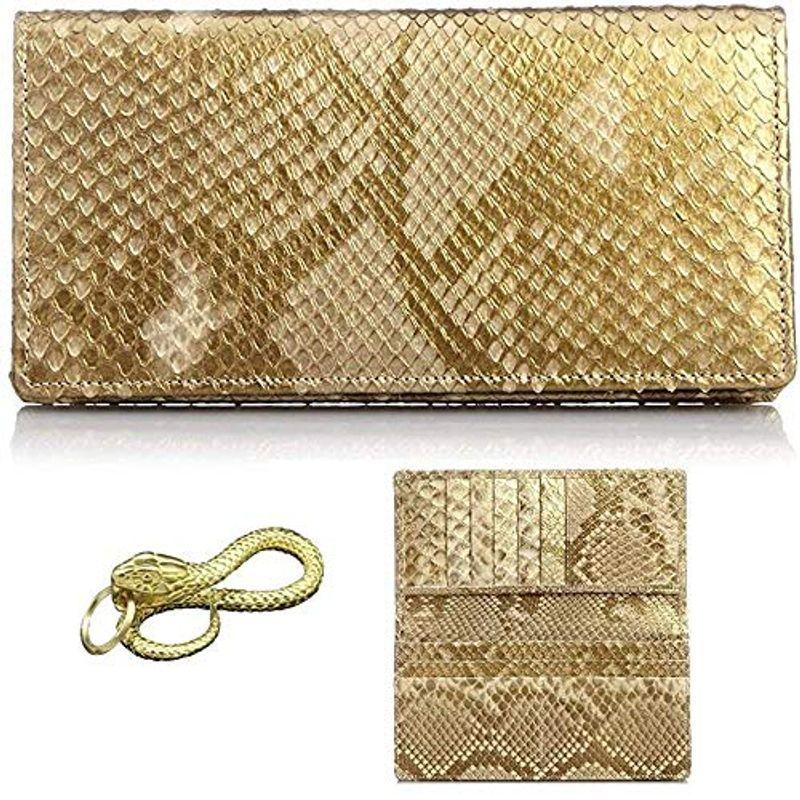 ダイヤモンド パイソン 黄金 錦蛇 ニシキヘビ 本革 無双 長財布 金運 アップ レザー 日本製 (黄金蛇)