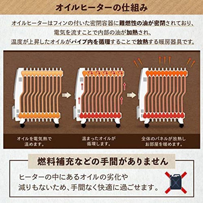 iimono117 オイルヒーター 高性能 11枚フィン 8?10畳 (つや消しブラック) パネル ヒーター 500W 700W 1200W オイルヒーター 高性能 11枚フィン 10畳 つや消しブラック パネル ヒーター 500W 700W 1200W