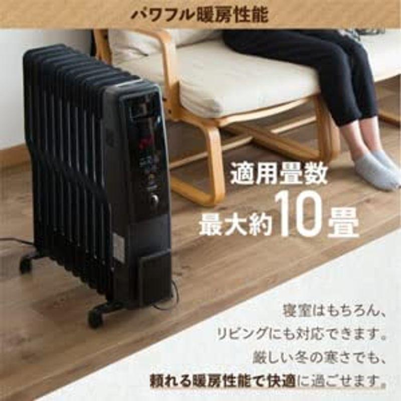 iimono117 オイルヒーター 高性能 11枚フィン 8?10畳 (つや消しブラック) パネル ヒーター 500W 700W 1200W オイルヒーター 高性能 11枚フィン 10畳 つや消しブラック パネル ヒーター 500W 700W 1200W