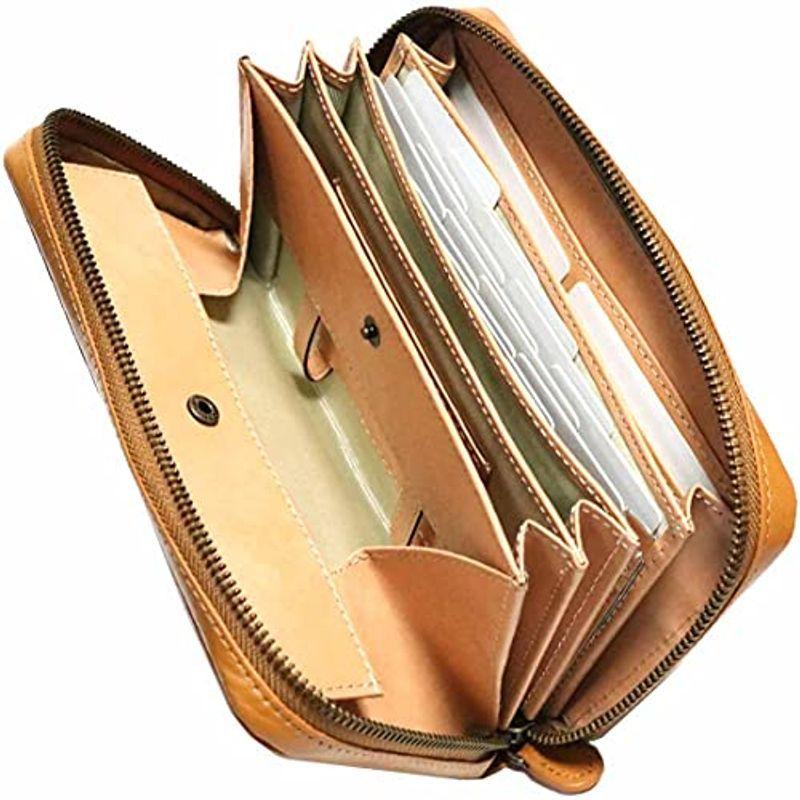 キャメル 栃木レザー トチギレザー 大人 紳士 本革 牛革 長財布 財布 レザー ロング ウォレット メンズ レディース 男性 ラウンドジッ