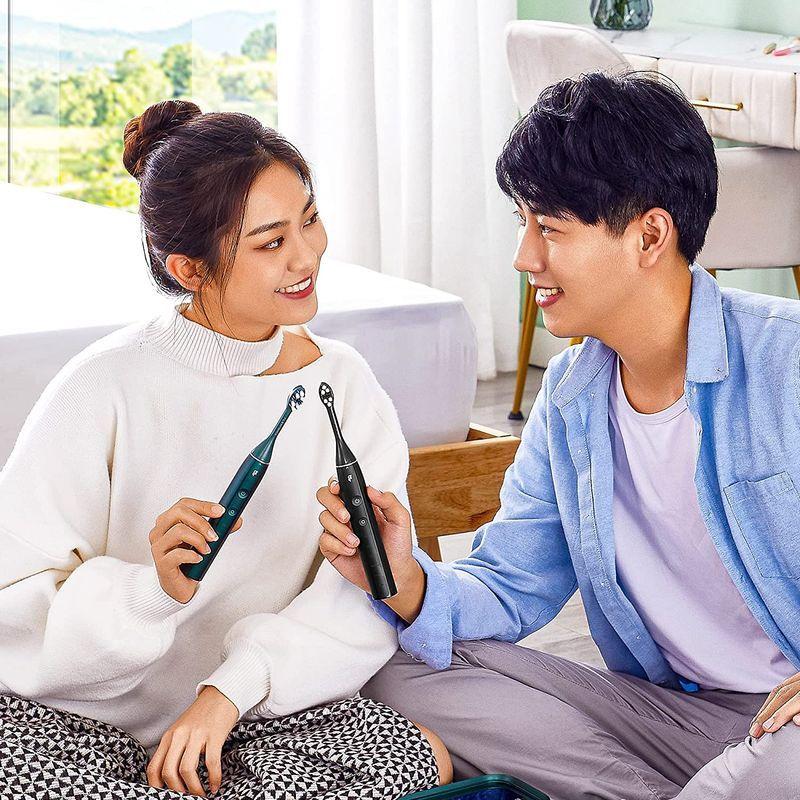 電動歯ブラシ 5つのモード タバコの歯 黄色の歯 敏感な歯茎と歯垢を持つ人々が使用できます キャリングケース付き ソニック回転歯ブラシ 黒と 5つのモード タバコの歯 黄色の歯 敏感な歯茎と歯垢を持つ人々が使用できます キャリングケース付き ソニック回転歯ブラシ 黒と