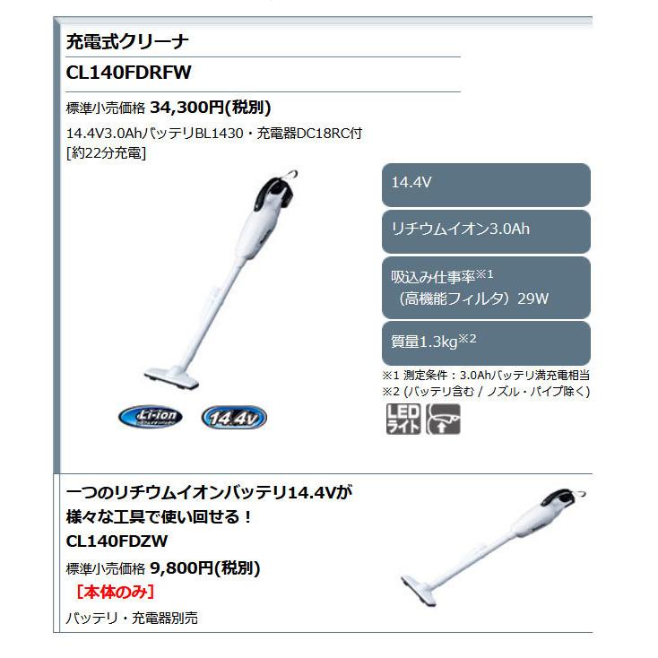 マキタ（makita） 14.4V 掃除機 CL140FDZW 充電式クリーナー カプセル