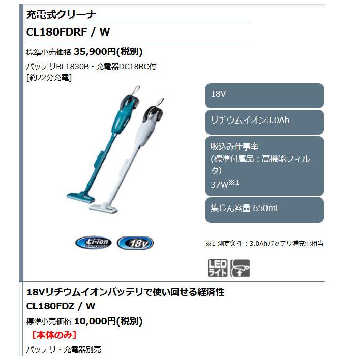 マキタ 18V 掃除機 CL180FDZW 充電式クリーナー カプセル式 本体