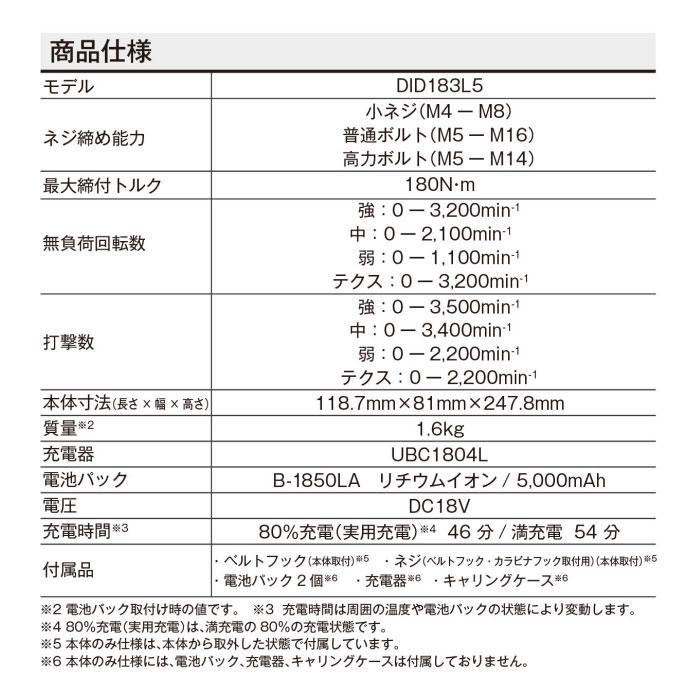 KYOCERA 京セラ 充電式インパクトドライバー DID183L5(655900A KYOCERA 京セラ 充電式インパクトドライバー DID183L5(655900A
