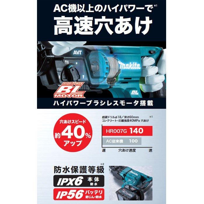 マキタ 40Vmax 充電式ハンマドリル HR007GRMX 28mm SDSプラス 4.0Ahバッテリ2個・充電器・ケース付｜ytc-global｜03