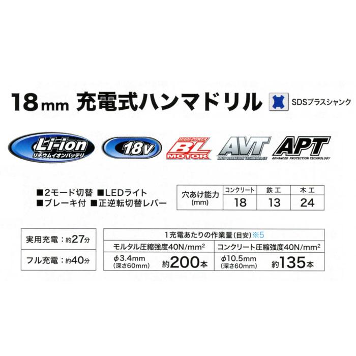 マキタ 18V 充電式ハンマドリル HR183DZK 18mm SDSプラス 本体+ マキタ 18V 充電式ハンマドリル HR183DZK 18mm SDSプラス 本体+