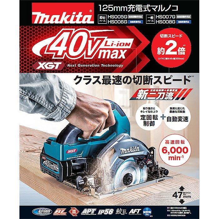 マキタ 40Vmax 充電式マルノコ HS005GRDX 125mm 際切りベース 2.5Ah 