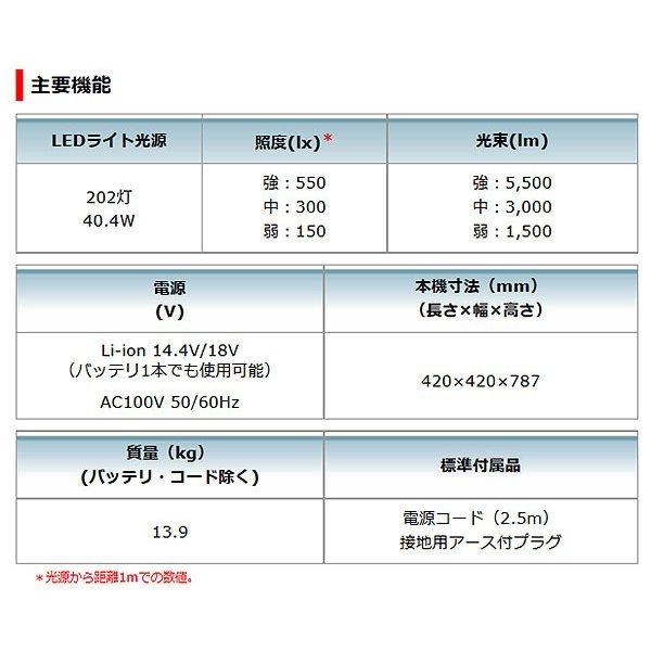マキタ 充電式エリアライト ML810 14.4/18V 本体・AC100V電源コード付(バッテリ・充電器別売)_4