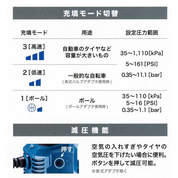 マキタ 18V 充電式空気入れ MP181DZ 本体のみ(バッテリ・充電器別売)｜ytc-global｜04