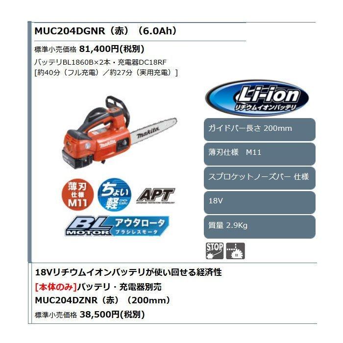 マキタ（makita） 18V 充電式チェンソー MUC204DGNR 200mm 6.0Ah