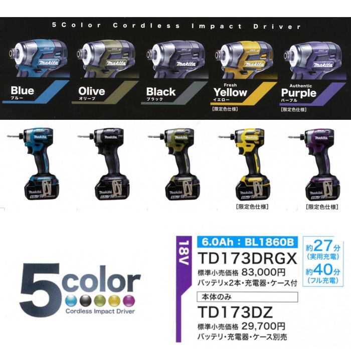 マキタ（makita） 18V 充電式インパクトドライバ TD173DZO オリーブ