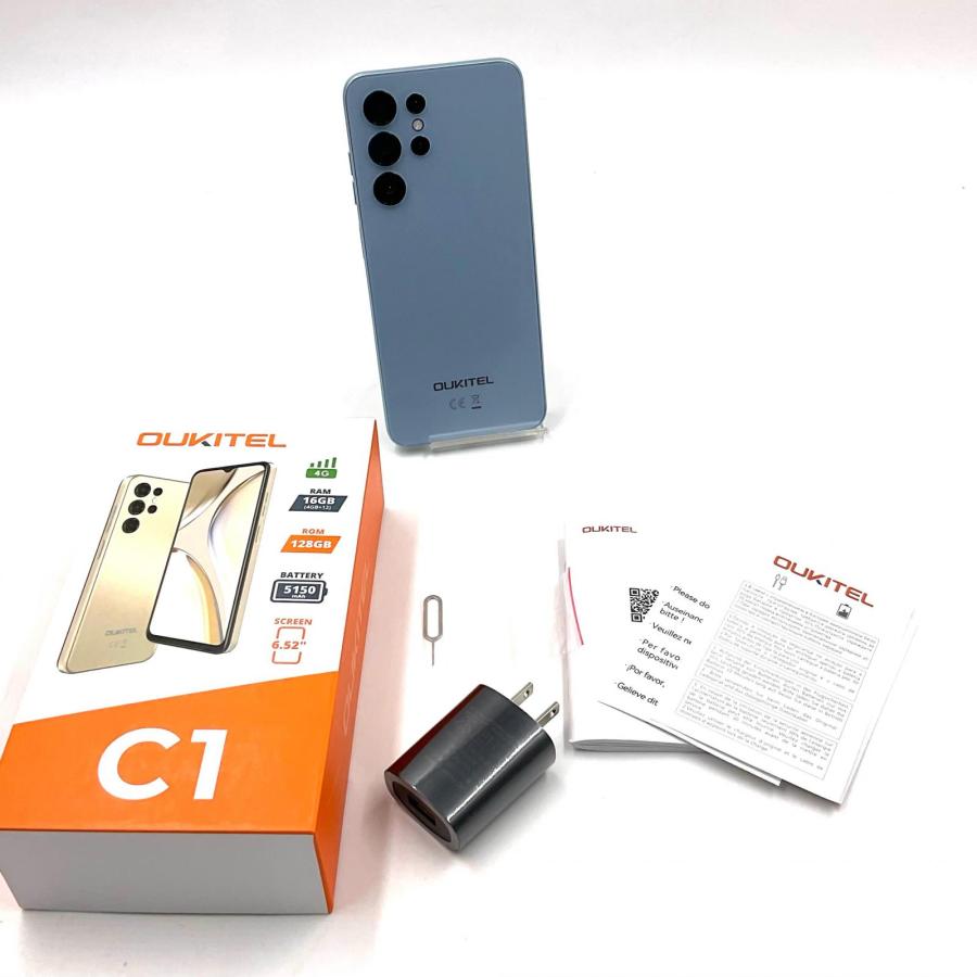 全額返金保証】【最速発送】OUKITEL C1 128GB ブルー SIMフリー 白ロム