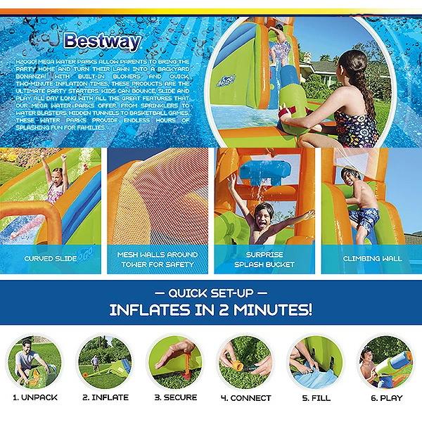 新入荷！ ベストウェイ H2OGO! ターボ スプラッシュ ウォーター ゾーン ウォーターパーク すべり台 水遊び プール ビニールプール 子供用 家庭用 大型プール エアー遊具 【XU1369587553】(49990円)
