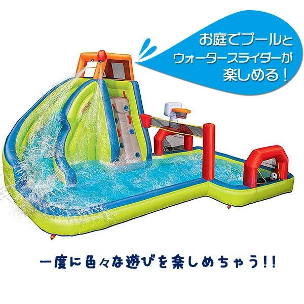 本日価格！！ バンザイ アクア スポーツ ウォーター パーク スライダー付きプール 家庭用 水遊び プール ビニールプール 滑り台 大型プール ビニールボール付き エアー遊具 【VQL3254487040】(118789円)