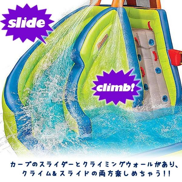 本日価格！！ バンザイ アクア スポーツ ウォーター パーク スライダー付きプール 家庭用 水遊び プール ビニールプール 滑り台 大型プール ビニールボール付き エアー遊具 【VQL3254487040】(118789円)