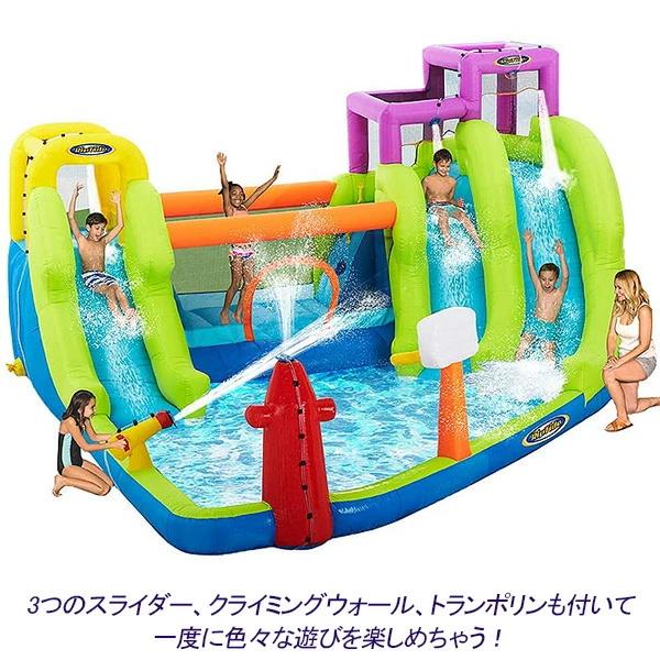 【新品 未使用 日本製】 インフレータブル ウォーターパーク プール スライダー クライミング バスケット トランポリン 水遊び ビニールプール 滑り台 大型プール ビニールボール 【UOI3254541130】(118791円)