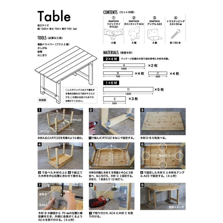 シンプソンDIY家具 テーブル組み立てキット (木材、シンプソン、専用 