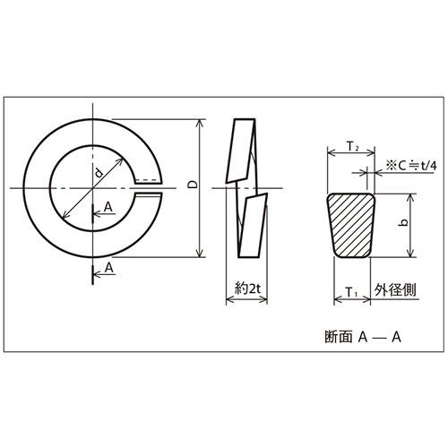 2号 (316L)  16 【250本】 ワッシャー W スプリングワッシャー SW バネ 【耐熱】 八幡ねじ ネジ