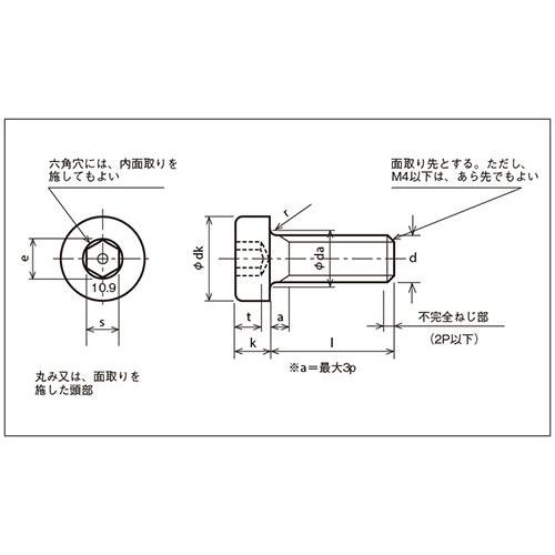 低頭六角穴付ボルト M10X40 【10本】 キャップ CAP 6角 6カク bolt nut 八幡ねじ ネジ｜ytnetshop｜03