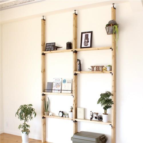 柱に棚をカンタンに。 2x4 棚受け金具 シルバー 【金具2個セット : 棚1