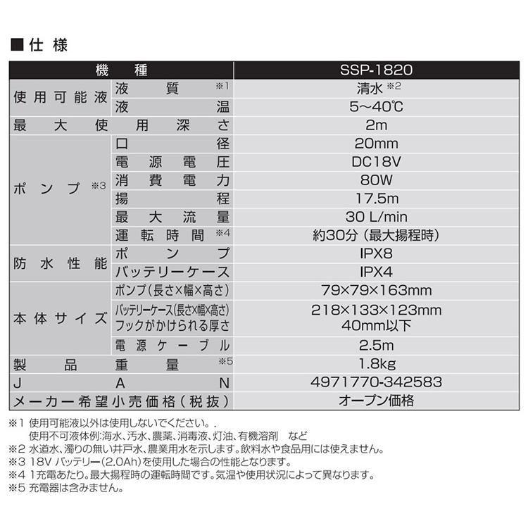 KO 充電式水中ポンプ 18V 2.0Ah スマートシリーズ (JAN KO 充電式水中ポンプ 18V 2.0Ah スマートシリーズ (JAN