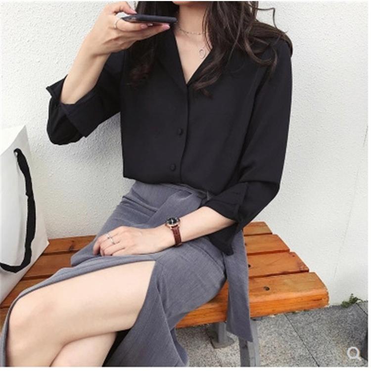 春夏ブラウス シャツ スーツインナー レディース バンドカラー テールカットデザイン 開襟 長袖 無地 ゆったり 体型カバー Yto Ytolive 通販 Yahoo ショッピング