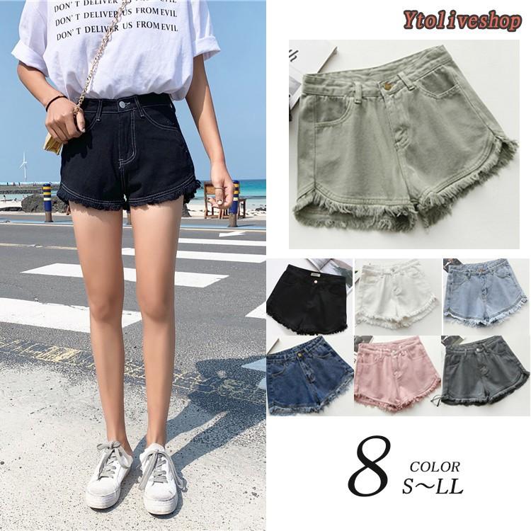 ショートパンツ デニム レディース ボトムス ショート丈 フリンジ カジュアル コットン ショパン 短パン 夏 Yto Ytolive 通販 Yahoo ショッピング