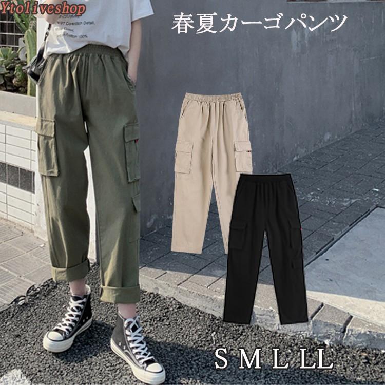 パンツ レディース ワイドパンツ カーゴパンツ ボトムス ガウチョ ボトムス 綿混 ブラック カーキ オリーブ Yto Ytolive 通販 Yahoo ショッピング