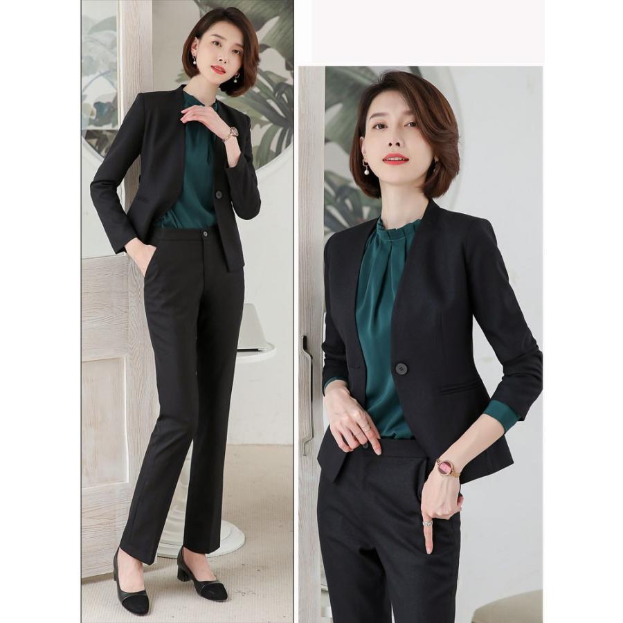 スーツ レディース ノーカラージャケット パンツスーツ スカートスーツ 2点セット オフィス 大きいサイズ Yto Ytolive 通販 Yahoo ショッピング