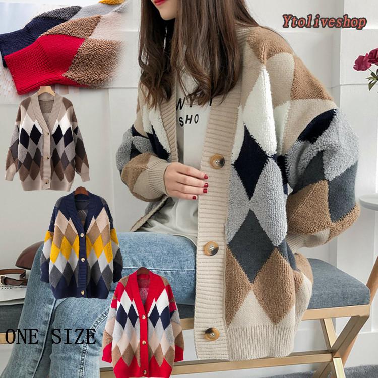 カーディガン レディース トップス ニット セーター 幾何学模様 羽織り ドルマン ロングカーディガン コーデ Yto Ytolive 通販 Yahoo ショッピング