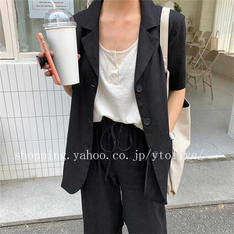 ジャケット レディース スーツ テーラード 半袖 アウター 綿麻 春 夏 ボダン ポケット付き カジュアル Yto Ytolive 通販 Yahoo ショッピング