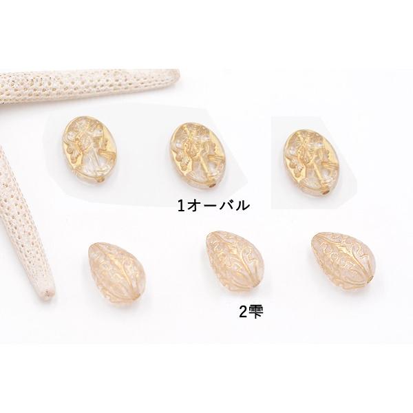 アクリルビーズ オーバル＆雫 クリアアンティークゴールド【20ヶ】｜yu-beads-parts｜02