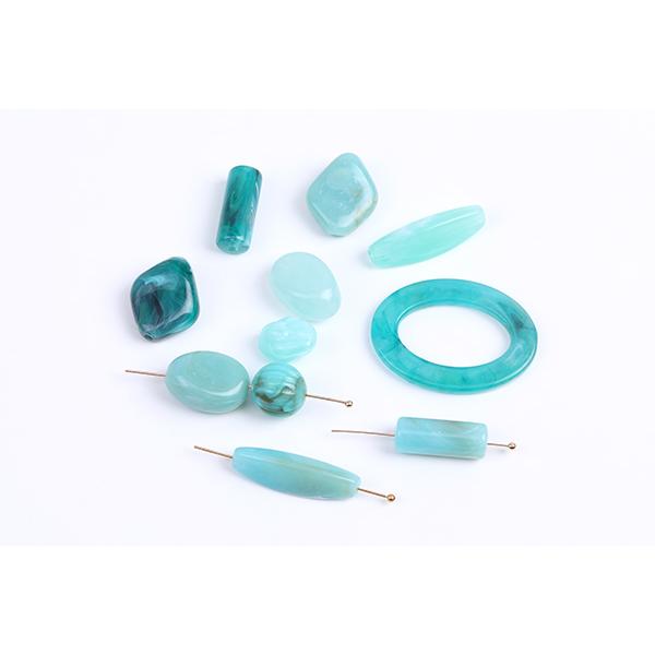 アクリルパーツ アクリルビーズ アクリルチャーム ミックス ブルー×グリーン（30g）｜yu-beads-parts｜03