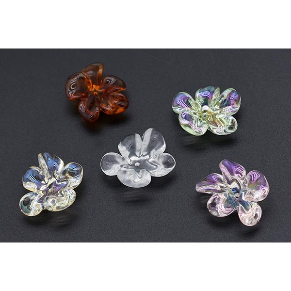高品質アクリルパーツ 透明 フラワー 穴あり 22×24mm【10ヶ】 : ビーズ