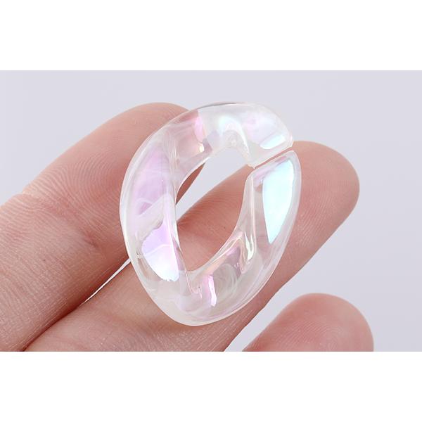 高品質アクリルチェーンパーツ ツイスト 22×30mm クリアホワイトAB