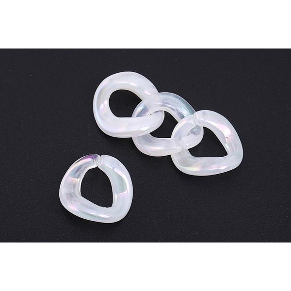高品質アクリルチェーンパーツ ツイスト 22×23mm クリアホワイトAB
